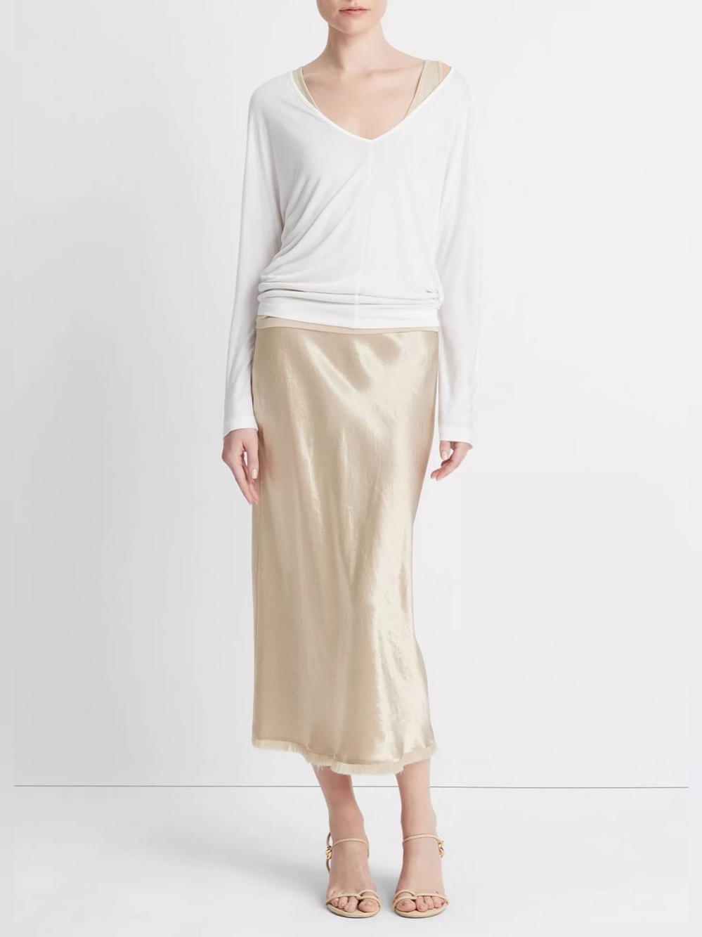 Vince White Relaxed V-Neck Dolman T-Shirt